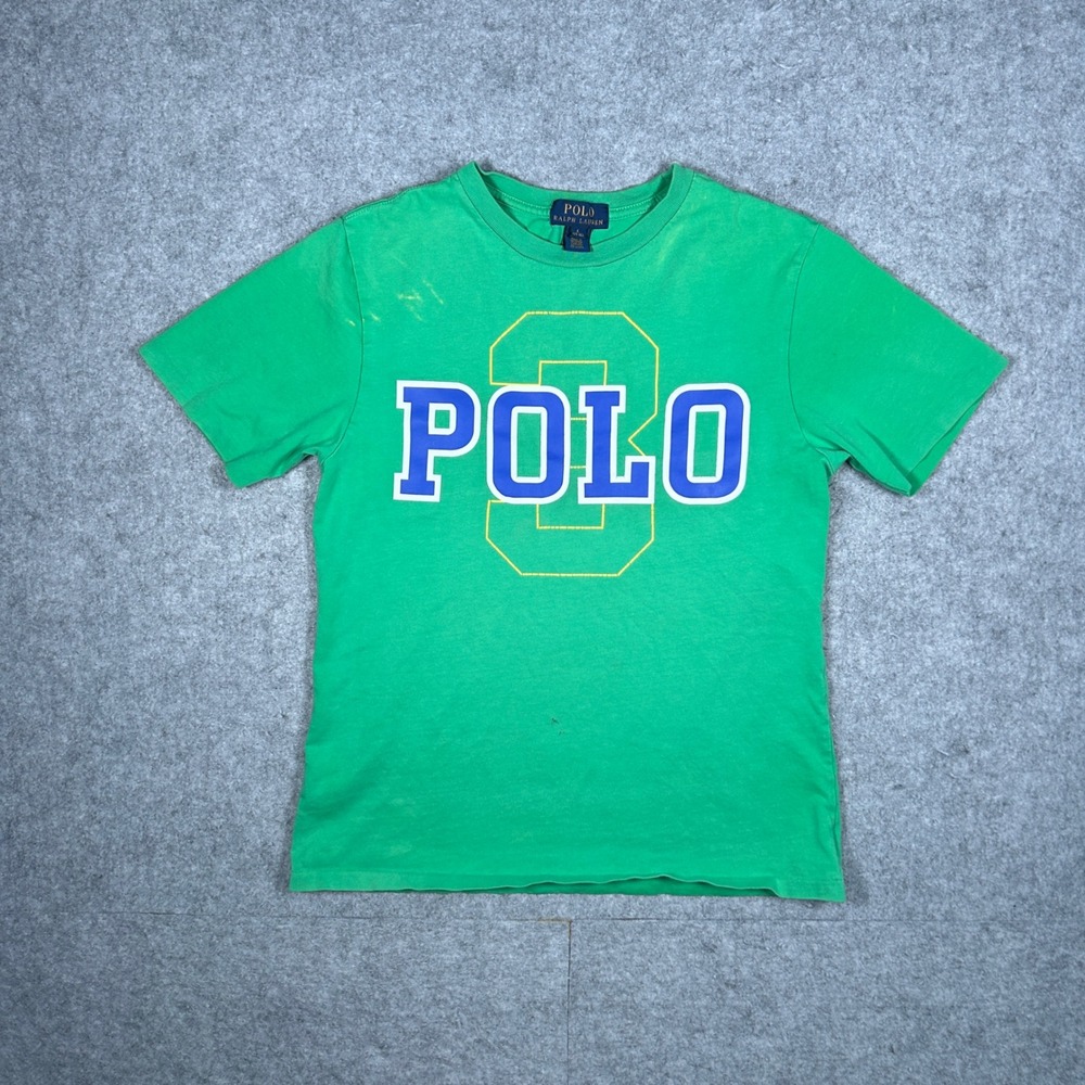 Polo Ralph Lauren T-Shirt Boys L (14-16) Green Big Logo Graphic Short Sleeve Tee